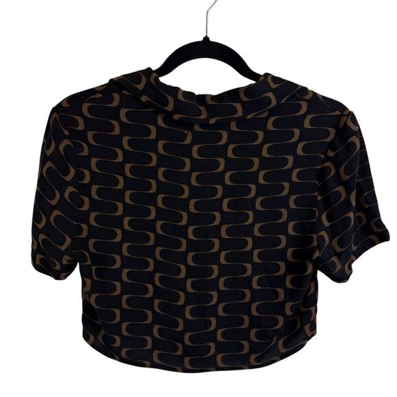 Reformation Noah Cropped Top & Pants Two Piece Set Linguini Print Black Brown 6 - Picture 8 of 16